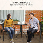Outsunny 3 Piece Rattan Bistro Set Black