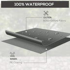 Dark grey patio furniture cover fabric with water droplets on the surface