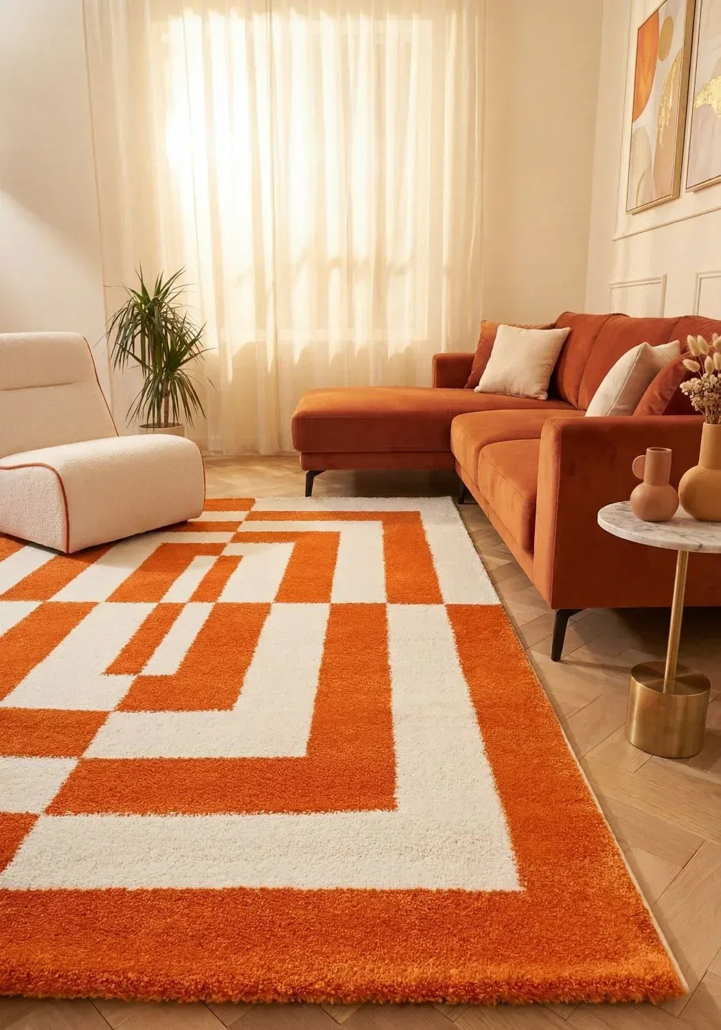 joli_geometric_orange_white_living_room - Bobobiy