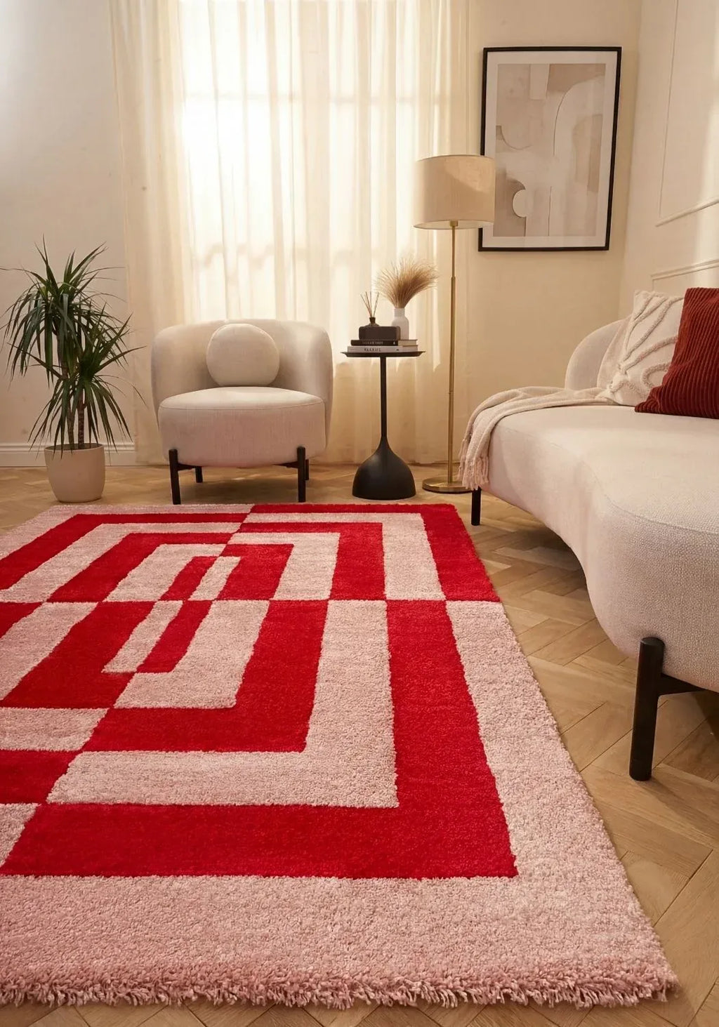 joli_geometric_red_pink_rug_I - Bobobiy