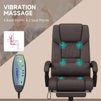 Brown massage office chair with thick padding and visible back massage circles