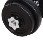 Black weight plate with star-shaped center insert and threaded bar end