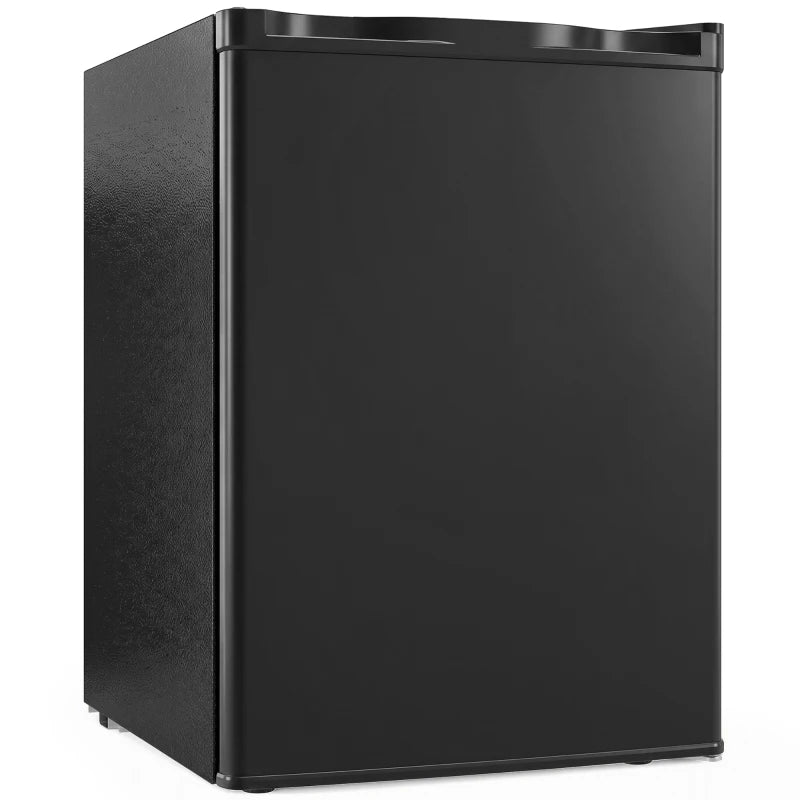Black 73L mini fridge with single door and compact chiller box design.