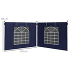 Two blue gazebo side wall panels with white window grid and 195x295cm size