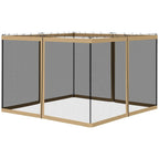 Beige gazebo sidewall replacement mesh netting with corner loops and zippered segments