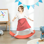 Red kids wobble balance board with textured top surface; child standing on it