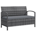 125L Storage Garden Bench, with Cushion - Grey - Bobobiy