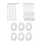 Gazebo assembly kit: metal stakes, curved clips, and rope set for setup