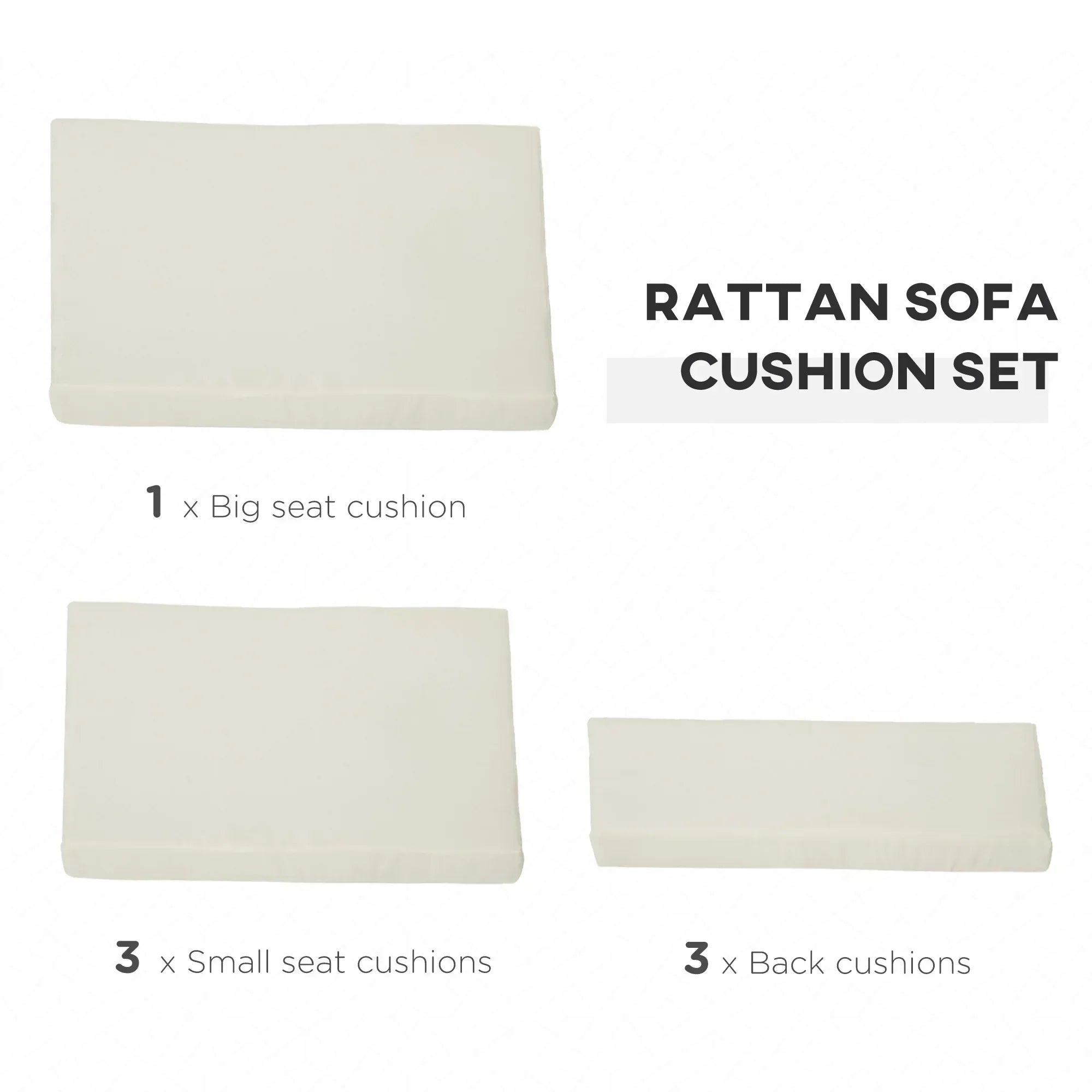 Outdoor Cushion Pad Set for Rattan Furniture, 7 Piece Garden Furniture Cushions ONLY, Cream - Bobobiy