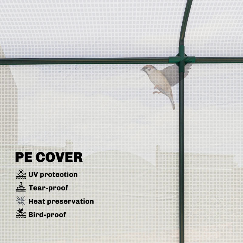 White mini greenhouse with PE cover and reinforced corner frame