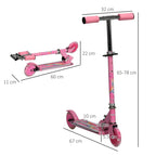 Pink kids scooter with adjustable height handlebar and rear brake detail