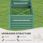 Light green steel raised garden bed planter with internal reinforcement bars
