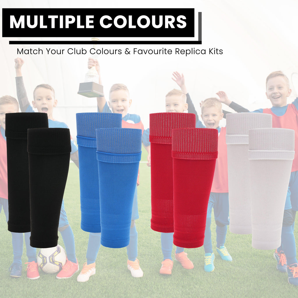 Kids Leg Sleeve Socks Blue Fits Over Calf Shin Pads Compression Sleeves for Football Training Running
