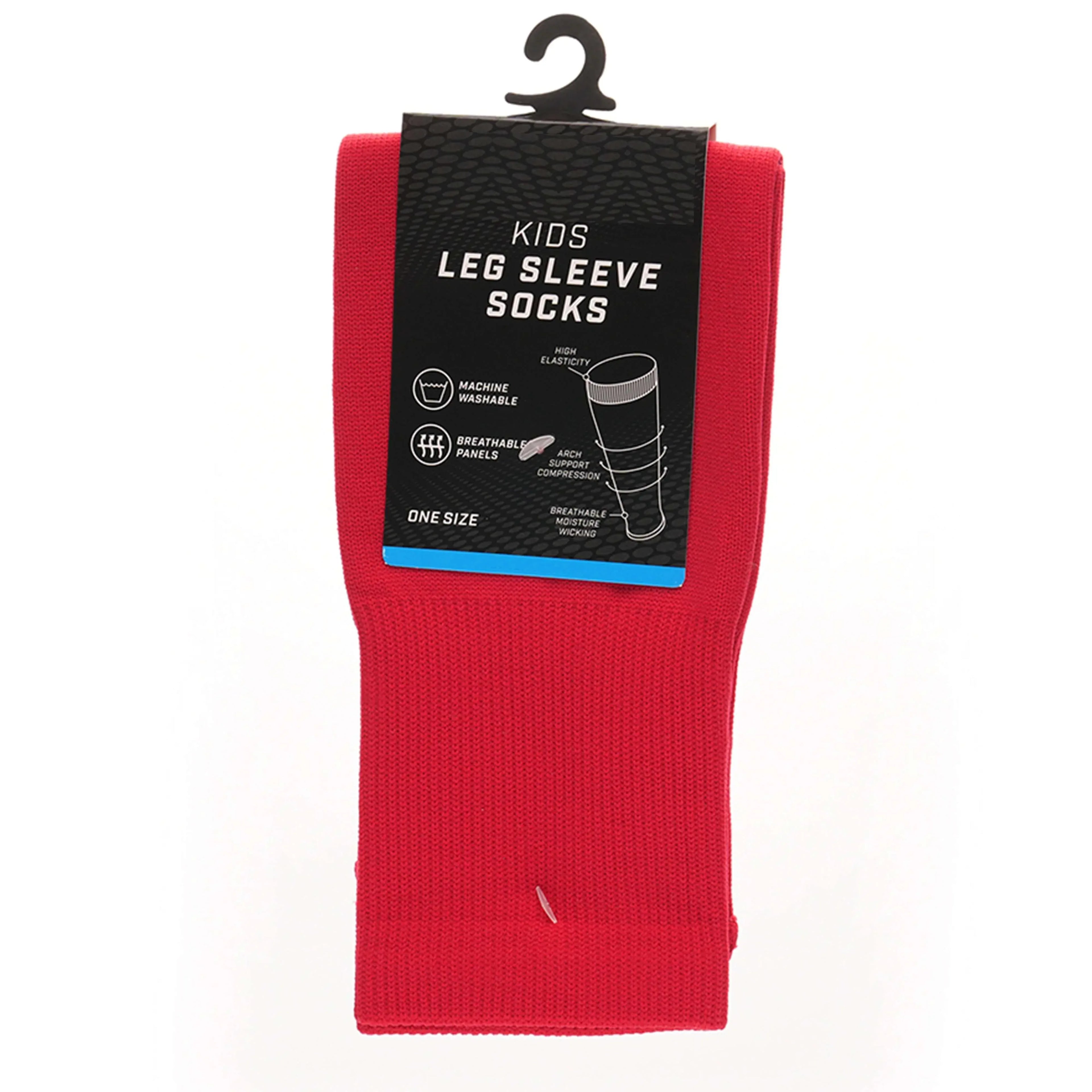 kids-leg-sleeve-socks-red-fits-over-calf-shin-pads-compression-sleeves-for-football-training-running-by-sock-stack-red-socks-1176513506 - Bobobiy