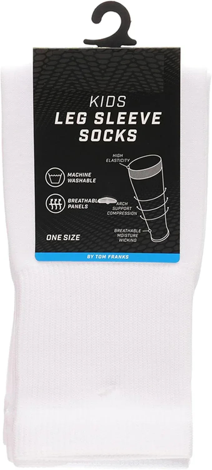 kids-leg-sleeve-socks-white-fits-over-calf-shin-pads-compression-sleeves-for-football-training-running-by-sock-stack-white-socks-1176754999 - Bobobiy
