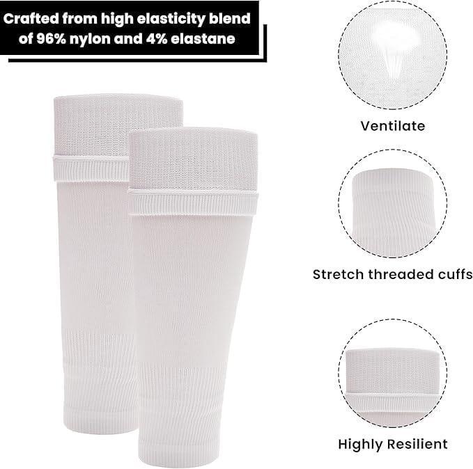 kids-leg-sleeve-socks-white-fits-over-calf-shin-pads-compression-sleeves-for-football-training-running-by-sock-stack-white-socks-1176755001 - Bobobiy