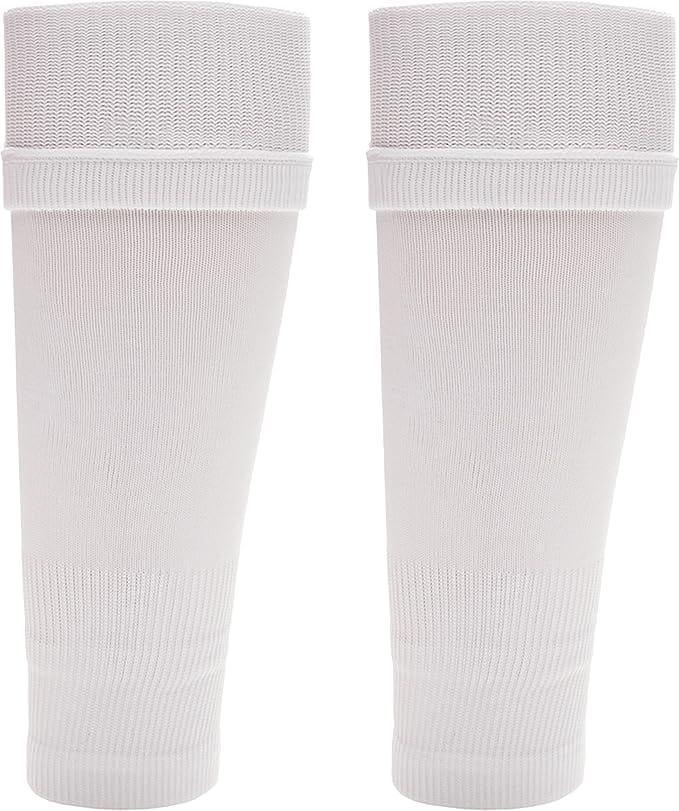 kids-leg-sleeve-socks-white-fits-over-calf-shin-pads-compression-sleeves-for-football-training-running-by-sock-stack-white-socks-1176755002 - Bobobiy