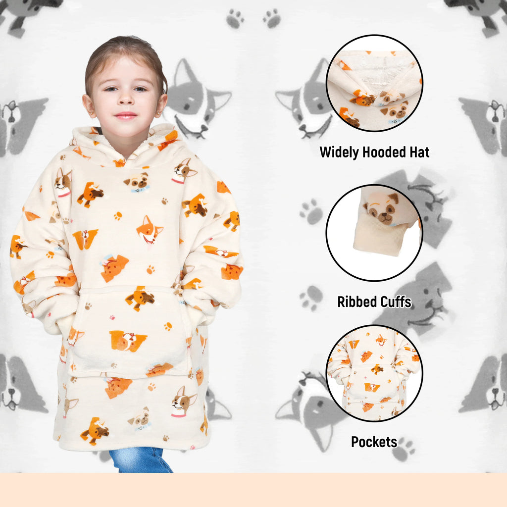 kids-oversized-hooded-blanket-hoodie-sherpa-fur-fleece-dogs-pattern-ultra-soft-cozy-loungewear-for-boys-and-girls-aged-8-15-by-daisy-dreamer-dogs-hooded-blanket-1034695426 - Bobobiy