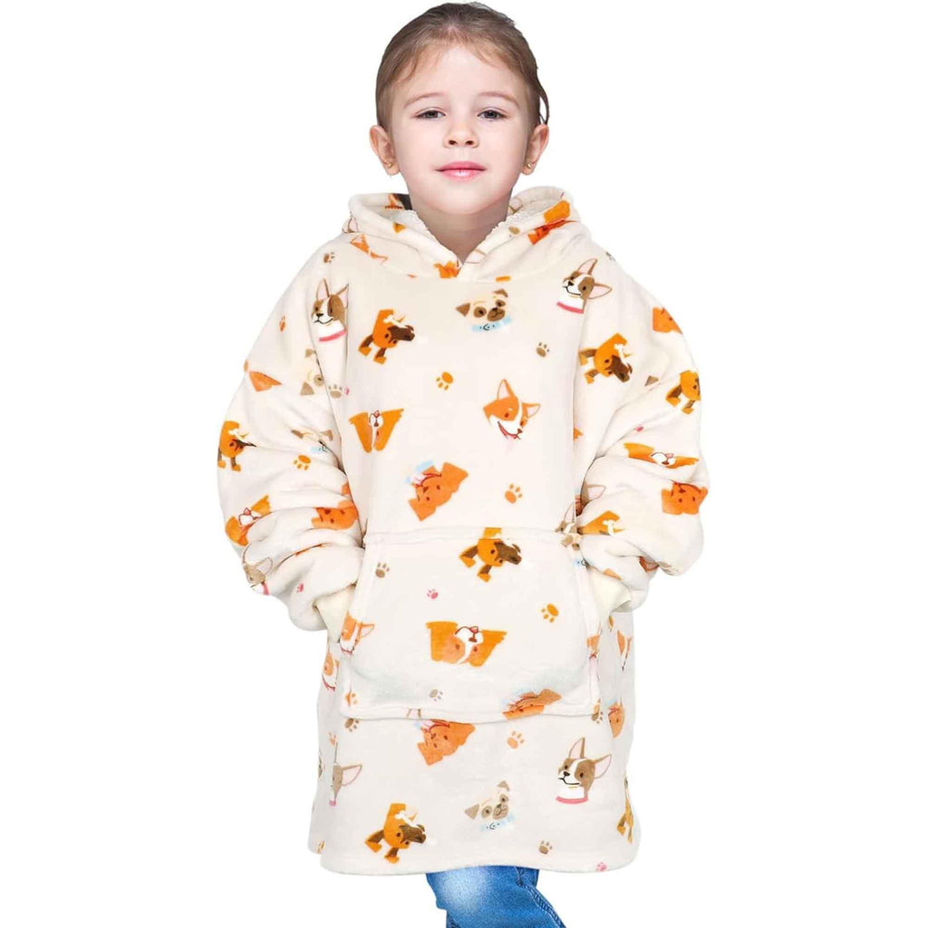 kids-oversized-hooded-blanket-sweatshirt-ultra-soft-sherpa-fur-flannel-fleece-hoodie-for-ages-8-15-with-fun-dog-print-by-daisy-dreamer-dogs-hooded-blanket-1178372253 - Bobobiy