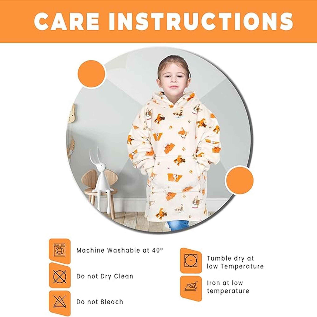 kids-oversized-hooded-blanket-sweatshirt-ultra-soft-sherpa-fur-flannel-fleece-hoodie-for-ages-8-15-with-fun-dog-print-by-daisy-dreamer-dogs-hooded-blanket-1178372254 - Bobobiy