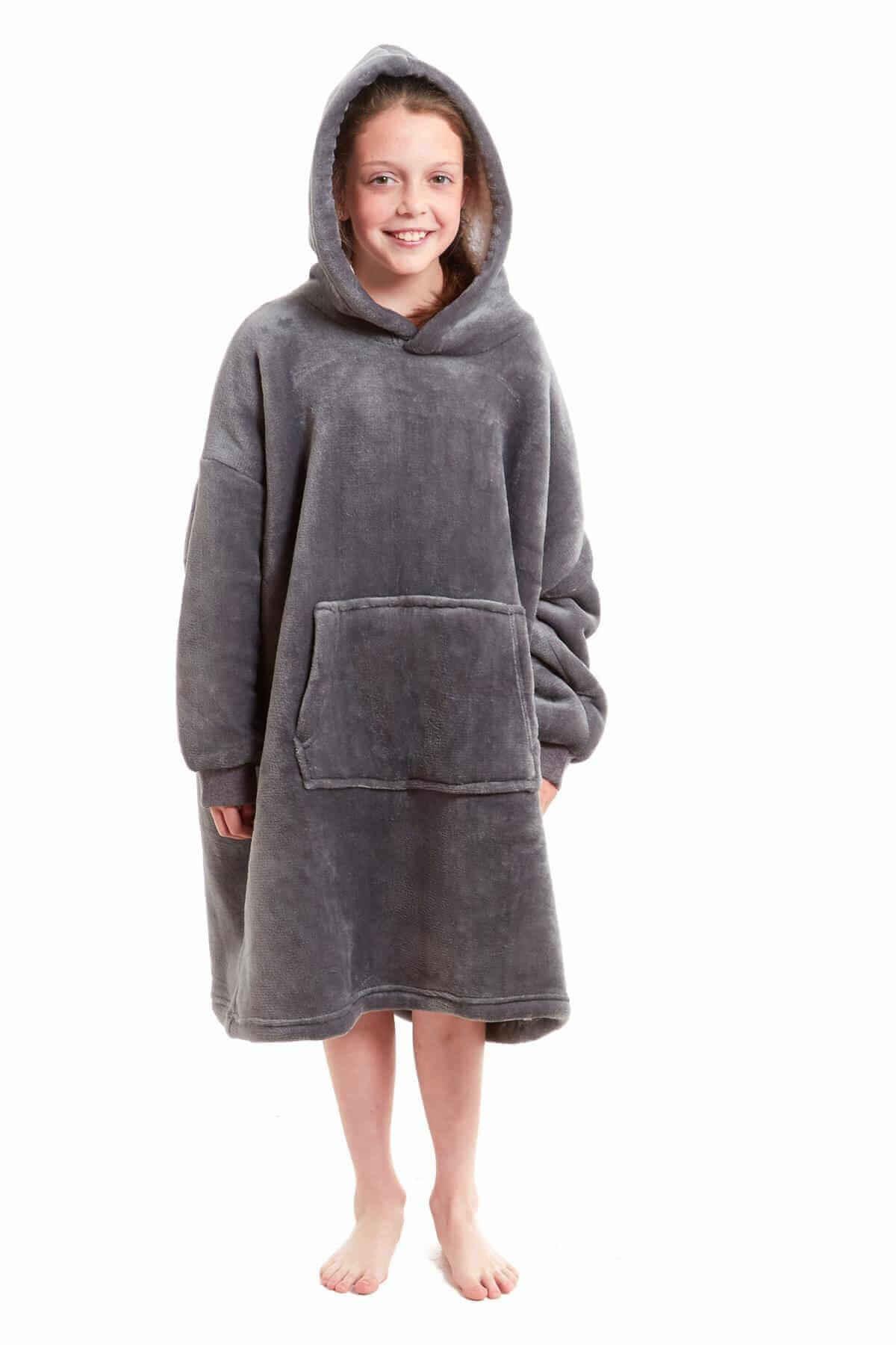 kids-oversized-hooded-fleece-blanket-with-reversible-sherpa-double-pocket-ultra-soft-cozy-wearable-blanket-for-lounging-and-outdoor-ages-8-15-by-daisy-dreamer-grey-hooded-blanket-1176 - Bobobiy
