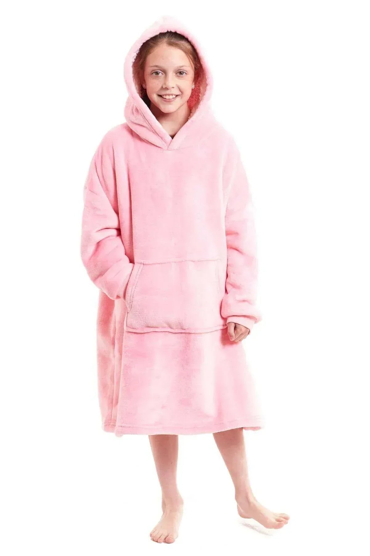 kids-oversized-hooded-fleece-blanket-with-reversible-sherpa-double-pocket-ultra-soft-cozy-wearable-blanket-for-lounging-and-outdoor-ages-8-15-by-daisy-dreamer-pink-hooded-blanket-1176 - Bobobiy