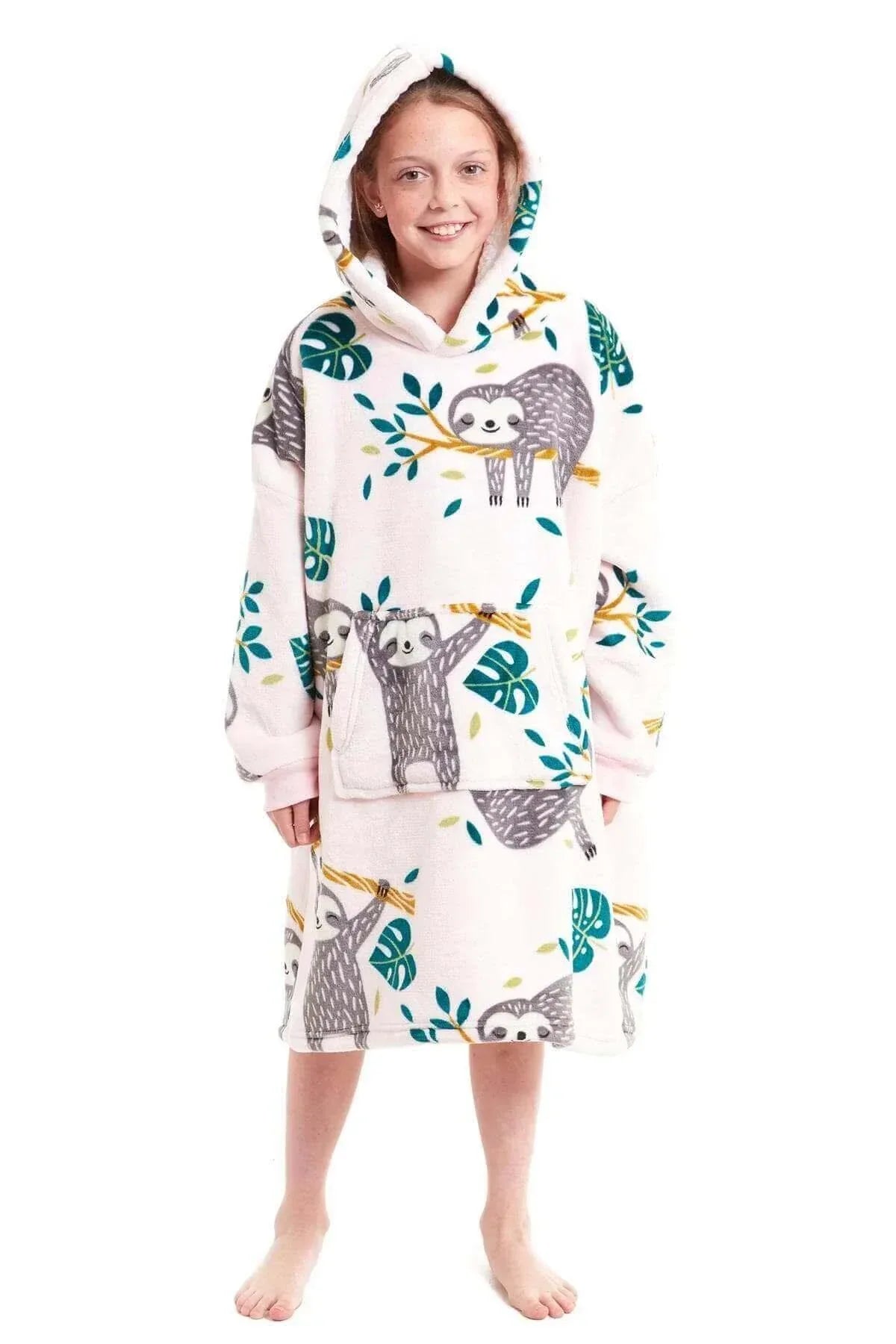 kids-oversized-hooded-fleece-blanket-with-reversible-sherpa-double-pocket-ultra-soft-cozy-wearable-blanket-for-lounging-and-outdoor-ages-8-15-by-daisy-dreamer-sloth-hooded-blanket-117 - Bobobiy