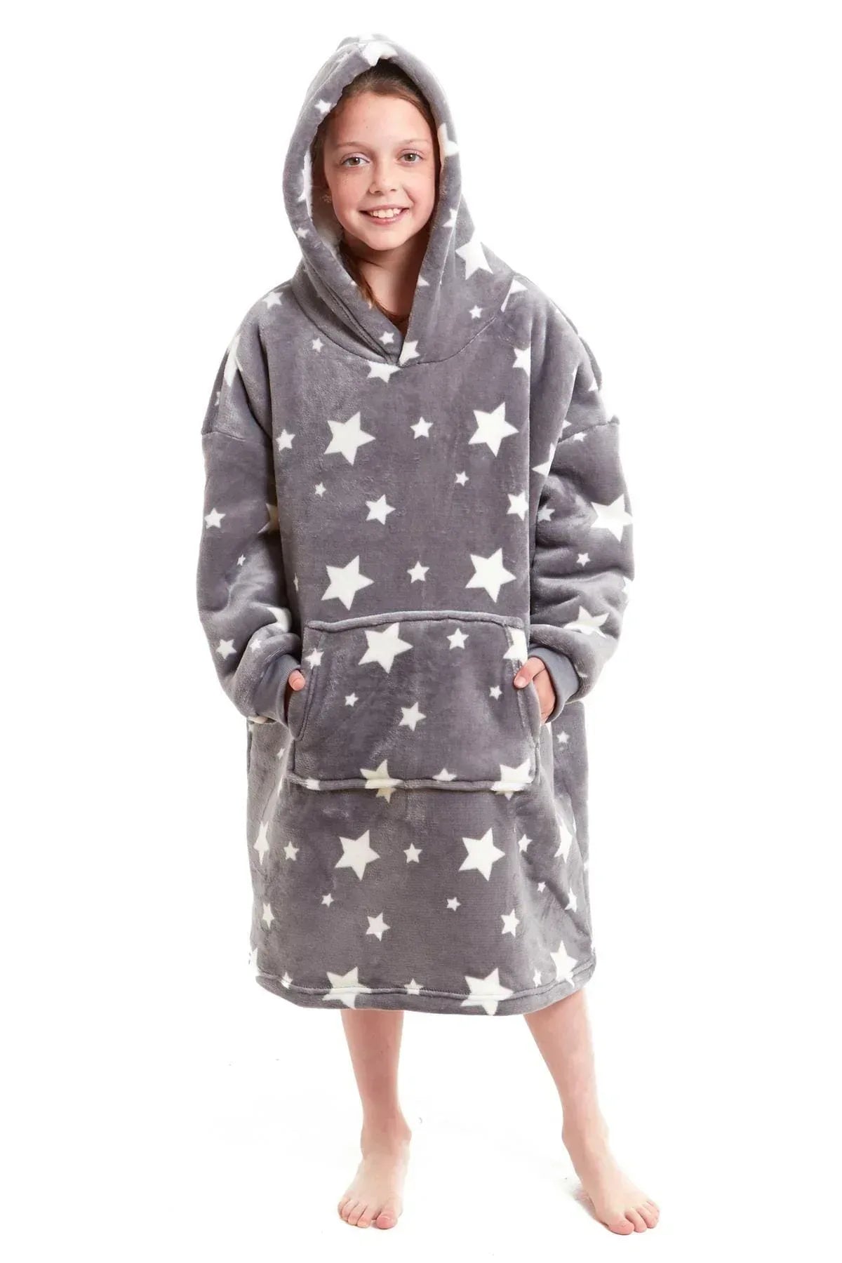 kids-oversized-hooded-fleece-blanket-with-reversible-sherpa-double-pocket-ultra-soft-cozy-wearable-blanket-for-lounging-and-outdoor-ages-8-15-by-daisy-dreamer-stars-hooded-blanket-117 - Bobobiy