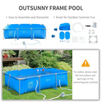 Blue above-ground steel frame pool with filter pump and full accessories included