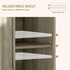 Grey wood-effect cabinet interior showing adjustable shelves with three height positions.