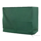 Green 3-seat outdoor swing chair protective cover, rectangular fabric with tie fastener