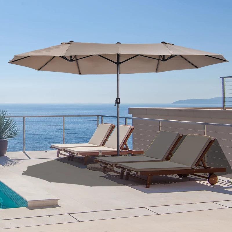 4.6m Double-Sided Patio Parasol Sun Umbrella-Tan