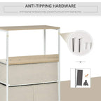 Light grey storage chest with anti-tipping hardware on rear panel