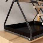 Black bird feeding stand base with removable tray and textured metal side frames