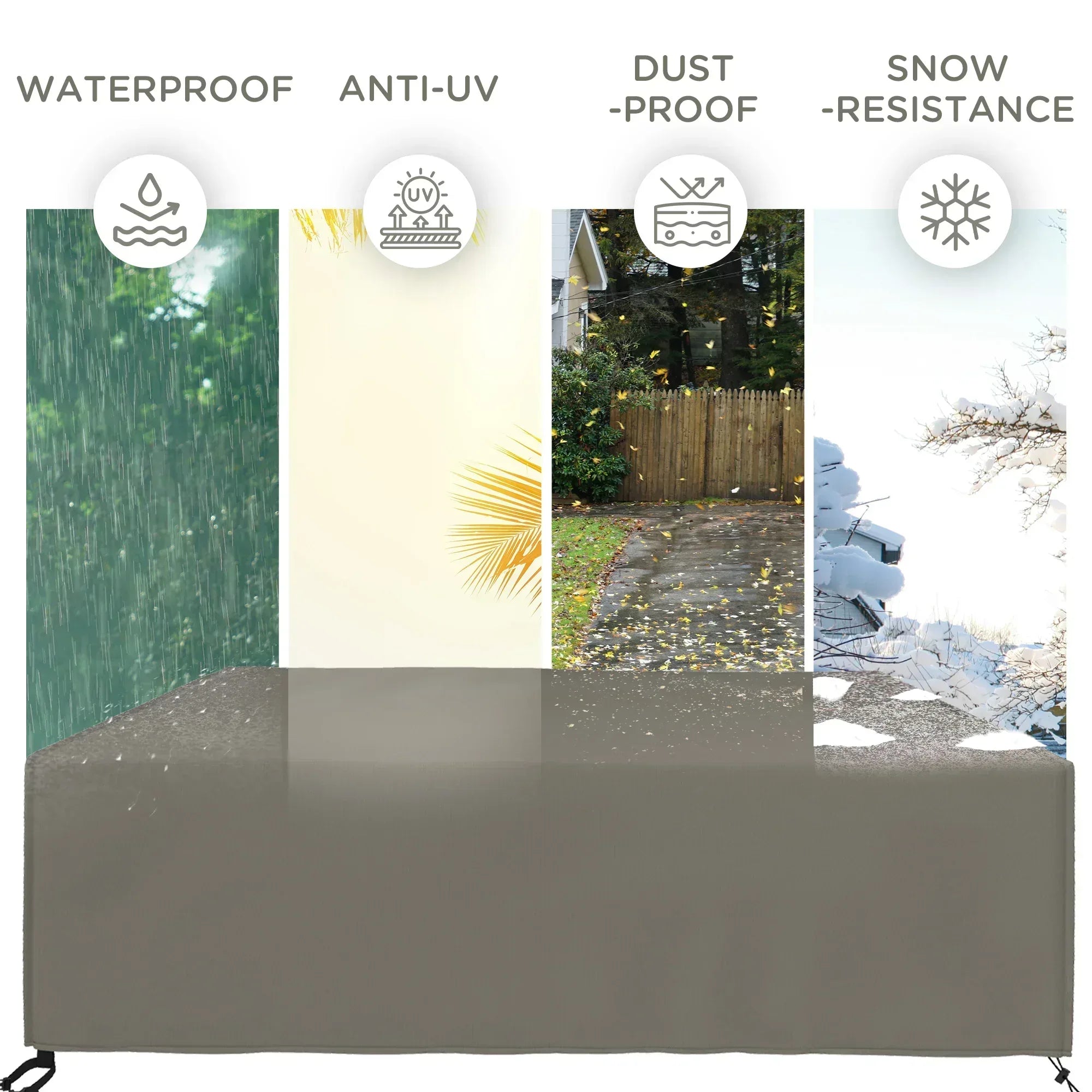 Large Square Patio Garden Furniture Set Cover 600D Oxford Waterproof, 230 x 230 x 70cm, Grey - Bobobiy