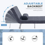 Charcoal grey sleeper chair with adjustable backrest and cushioned seat