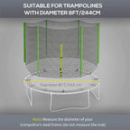 Gray trampoline net with green frame edges and zipped entrance for 8ft round trampolines