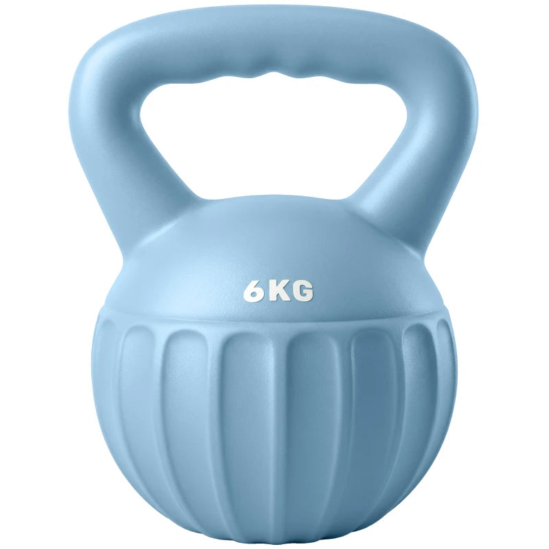 Blue 6 kg kettlebell front view with handle cutout