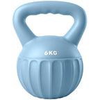 Blue 6 kg kettlebell front view with handle cutout