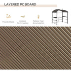 Layered PC board roof panels for dark grey grill gazebo, arched design