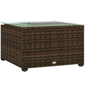 Outsunny 62 x 62cm Glass Top Rattan Side Table Brown