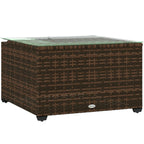 Outsunny 62 x 62cm Glass Top Rattan Side Table Brown