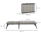 Foldable grey recliner lounger with 5-level backrest; side and front size view