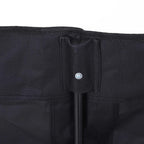 Black cooler bag attachment point with snap button on bench frame