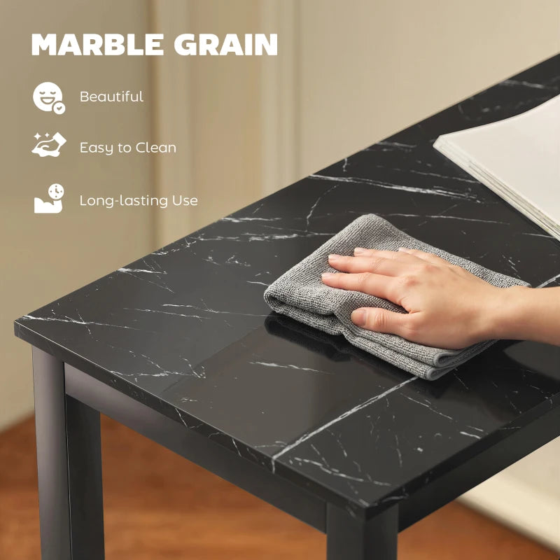 Black marble-effect bar table top with marble-grain finish, easy-clean surface