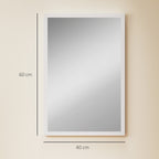 White wall-mounted mirror, rectangular 60 x 40 cm with thin frame