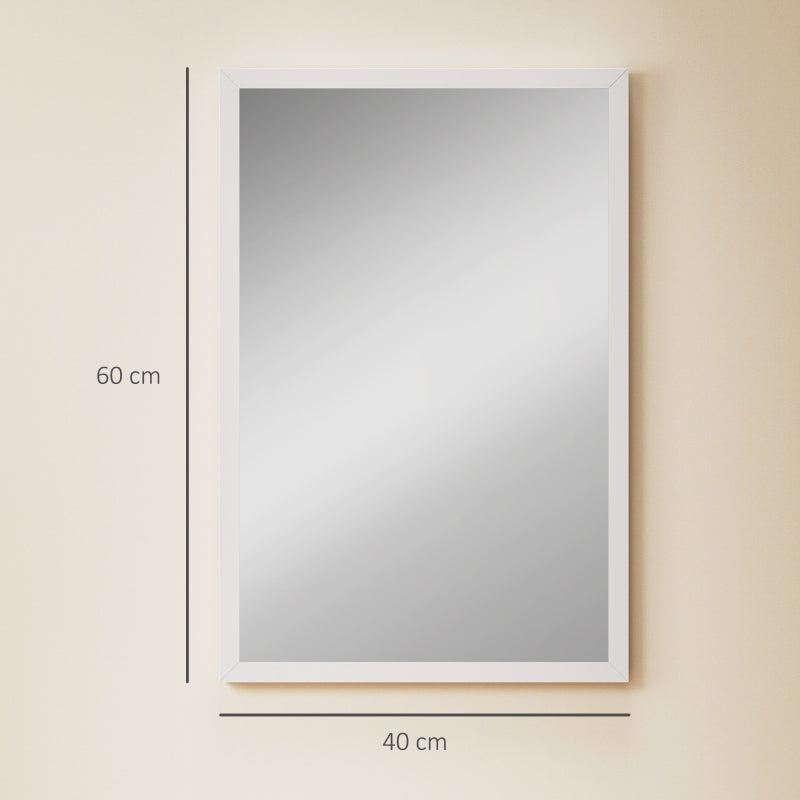 White wall-mounted mirror, rectangular 60 x 40 cm with thin frame
