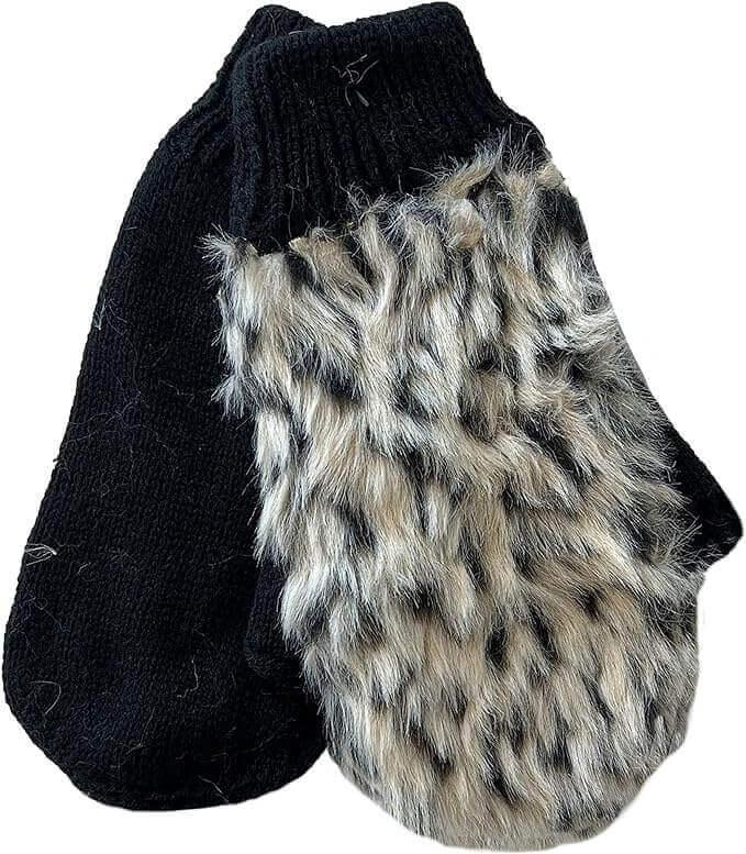 ladies-faux-fur-winter-ski-hat-with-ear-flaps-and-matching-mittens-set-for-warmth-and-style-ideal-for-outdoor-activities-by-sock-stack-dark-fur-mittens-trapper-hat-1176514103 - Bobobiy