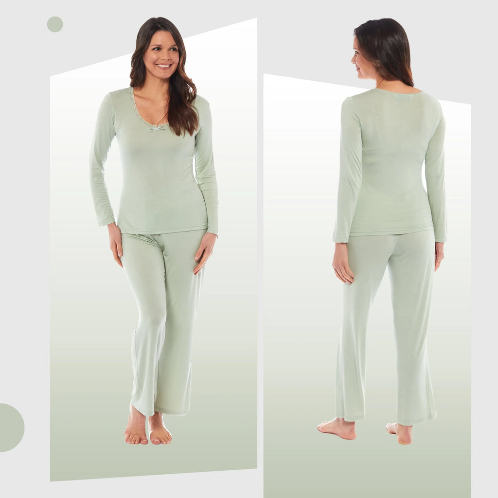ladies-long-sleeve-pyjama-set-ultra-soft-viscose-spandex-black-green-cozy-stretch-fit-nightwear-uk-sizes-8-22-by-daisy-dreamer-pyjamas-1052974169 - Bobobiy