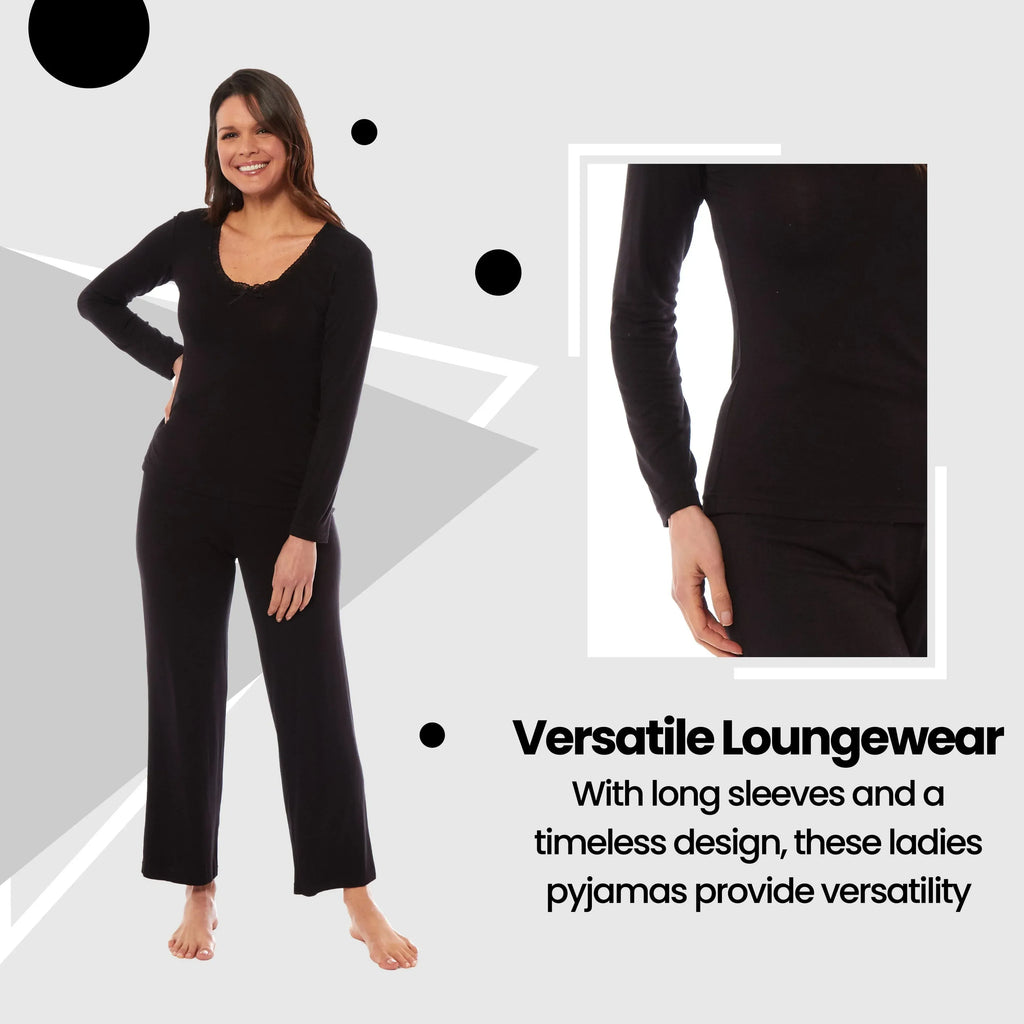 ladies-long-sleeve-pyjama-set-ultra-soft-viscose-spandex-black-green-cozy-stretch-fit-nightwear-uk-sizes-8-22-by-daisy-dreamer-pyjamas-1052974176 - Bobobiy